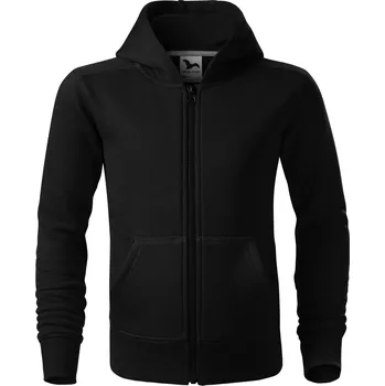 Chlapecká mikina MALFINI Dětská směsová celopropínací mikina Trendy s kapucí 300 g/m Barva: Černá, Velikost: 122 cm/6 let