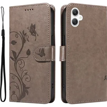 Pouzdro na mobilní telefon Flowery knížkové pouzdro na Samsung Galaxy A06 4G - šedé