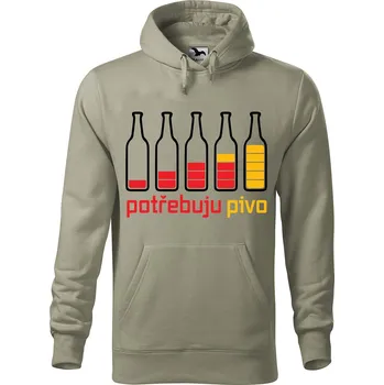 Pánská mikina Pánská mikina s potiskem Potřebuju PIVO Velikost (muž): M, Vyberte barvu: Světlá khaki