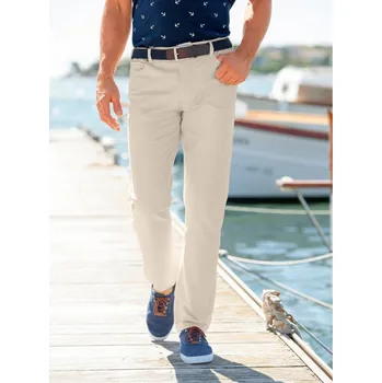 Dámské kalhoty Blancheporte Rovné kalhoty s 5 kapsami a pružným pasem na bocích, pro nižší postavu béžová 48