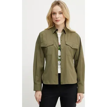 Pánská košile Bavlněná košile Weekend Max Mara zelená barva, regular, s klasickým límcem, 2515111021600 91X, vel. 38