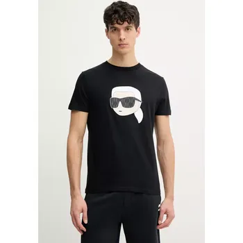 Bavlněné tričko Karl Lagerfeld černá barva, s potiskem, 552251.755073 99X, vel. S