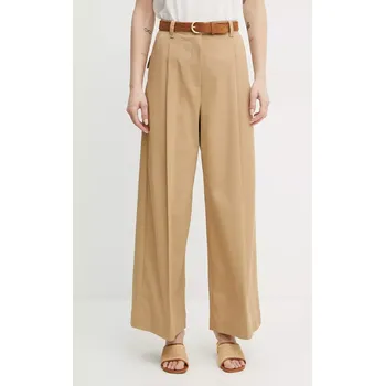 Dámské kalhoty Bavlněné kalhoty Weekend Max Mara dámské, béžová barva, široké, high waist, 2515131121600 80X, vel. 40