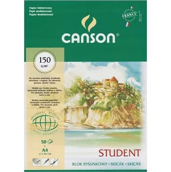 Blok Blok na Kreslení Bílý Kreativní Blok A4 50 Listů 150g Canson