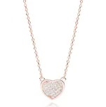 Rose Gold náhrdelník SRDCE 11x13 mm se Zirkony Ag 925/1000