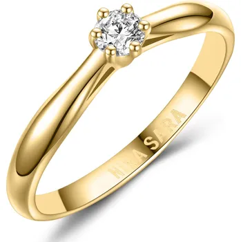 Prsten NINA SARA® Zlatý zásnubní prsten s diamantem - velikost 55 - NS605D-YG-55