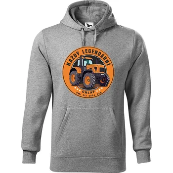 Pánská mikina DOBRÝ TRIKO Pánská mikina s potiskem Legendární chlap traktor Velikost pánské mikiny: 5XL, Barva: Tmavě šedý melír