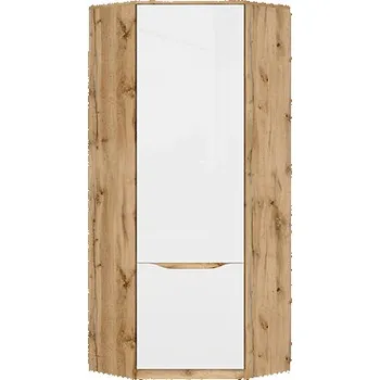 Šatní skříň Black Red White NUIS rohová šatní skříň SZFN1D dub wotan/bílý lesk