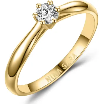 Prsten NINA SARA® Zlatý zásnubní prsten s diamantem - velikost 47 - NS606D-YG-47