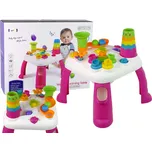 LEAN Toys Interaktivní vzdělávací stoleček třídič míčků, skluzavka, růžový