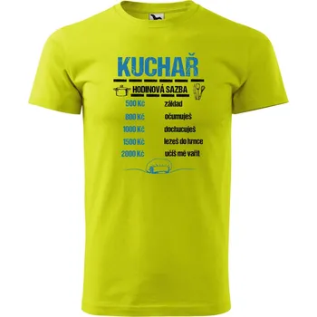 Pánské oblečení Pánské tričko s potiskem Hodinová sazba kuchař Velikost: XL, Barva trička: Limetková