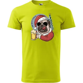 Pánské oblečení Pánské tričko s potiskem Pes s pivem Velikost: S, Barva trička: Limetková