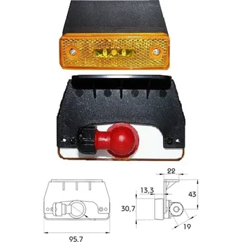 Svítilna Svítilna poziční boční 24v/95,7x58x41 led oranžová s držákem 40157021_A, , ,