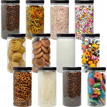 Sklenice SADA PLASTOVÝCH SKLENIC NA SKLADOVÁNÍ + ŠROUBOVACÍ VÍČKA 12x1,5L 1500ML