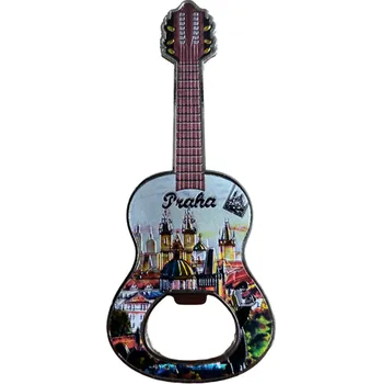 Dekorativní magnet SKANTEX Magnet s otvírákem - KYTARA / PRAHA - mix barev dezén: magnet Praha/kytara