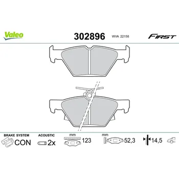Brzdová destička Sada brzdových destiček, kotoučová brzda VALEO 302896