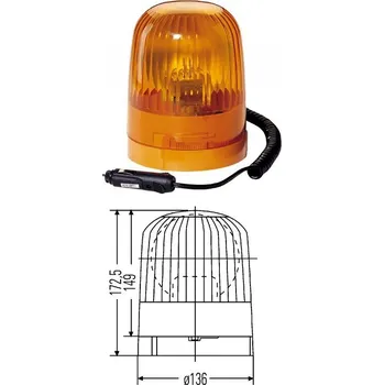 Autoelektronika Maják výstražný rotační 24v/36v h1 junor oranžový magnetický, kabel 1,5m 0205873_A