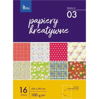 Obraz Barevný papír A4 Tetis, vícebarevný, 100 g/m2, 16 ks