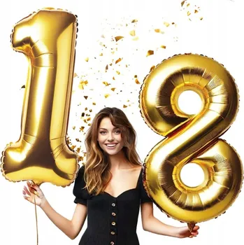 Balónek Sada balónků k 18. NAROZENINÁM zlaté BALÓNKY ČÍSLA VELKÉ XL osmnáctka