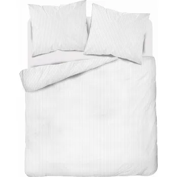 Povlečení Detexpol Povlečení damaškové jednobarevné proužkované Pure bílé 220x200cm