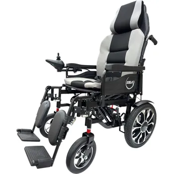 Invalidní vozík Zoela 6005R Elektrický invalidní vozík skládací s polohováním nohou a zad Černý rám: Šedé polstrování