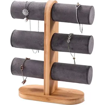 Šperkovnice Stojánek, dekolt na náramky 3 řady šedý (DRD15S)