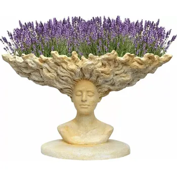 Zahradní dekorace Stylový květináč Dámská hlava s podstavcem