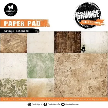 Blok podkladových papírů Studio Light "Grunge", 20,3x20,3 cm, 36 l. - Vintage botanika