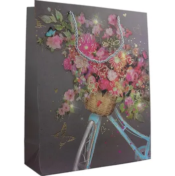 Dárková krabička Pro Háčkování Dárková taška s glitry 26x32x10 cm kytice