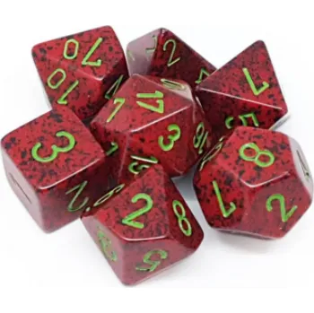 Příslušenství k deskovým hrám Chessex Sada 7 kostek Chessex - skvrnitá Strawberry - 25304