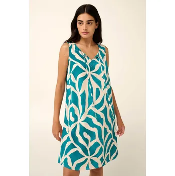 Dámské šaty Vamp Letní šaty s potiskem smaragdových listů 22443