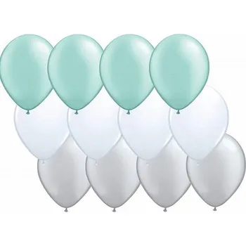 Balónek BALÓNKY sada stříbrné bílé MINT 18 ks