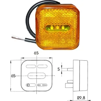 Svítilna Svítilna poziční 24v 65x65x30 led oranžová s odrazkou a kabelem 0,5m man 90187001_A, , ,