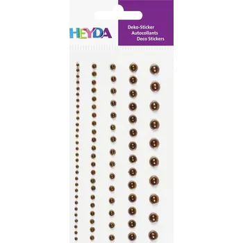 Dekorační kamínek lesklý samolepicí 95ks - bronz, 5 velikostí, průměr 2mm až 6 mm