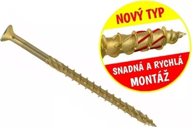 Konstrukční vrut do dřeva KLIMAS 3,5x40 TORX zápustná hlava TX15 žlutý Zn (500 ks v balení)