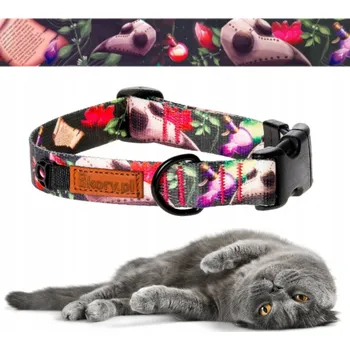 Obojek pro psa OBROŽEK hrubě tkaná pro kočky obvod krku: 30-36 cm Ukory RŮŽOVÝ s motivem Halloween