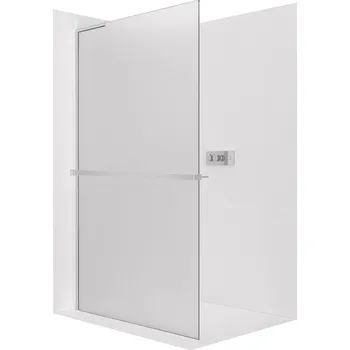 CERANO - Sprchová zástěna Walk-in Onyx L-levá vzpěra - 8 mm + polička/držák na ručníky - chrom, mléčné sklo - 160x200 cm