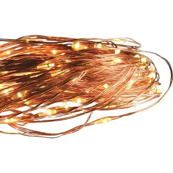 Vánoce LED dekorační měděná girlanda, 8 funkcí, teplá bílá barva, 20 m, IP44 venkovní