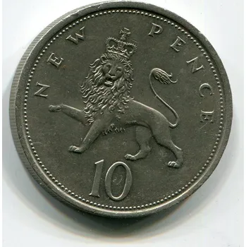 VELKÁ BRITÁNIE. 10 pence 1975.