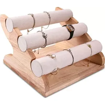 Šperkovnice Elementrix Stojánek, dekolt na náramky 3 patra bílý text