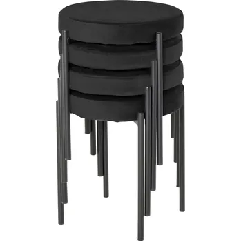 HOMCOM Stohovatelné židle do jídelny kovová 41,5 x 41,5 x 46 cm černá 4 ks