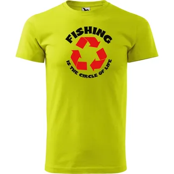 Pánské oblečení Pánské tričko s potiskem Fishing Velikost: XL, Barva trička: Limetková