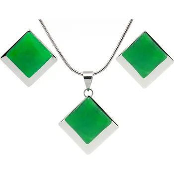 Souprava šperků Foxette Zelená Jade souprava šperků z chirurgické oceli - Zelená / Originální JF_0368
