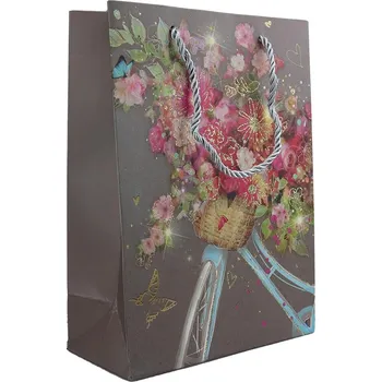 Dárková krabička Pro Háčkování Dárková taška s glitry 18x24X8,5 cm kytice