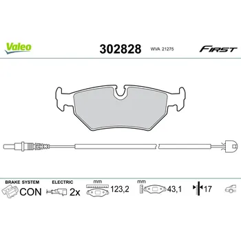 Brzdová destička Sada brzdových destiček, kotoučová brzda VALEO 302828