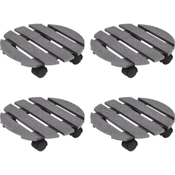 Květináč Vozíky pod květináč 2 ks hnědé Ø 30 x 7,5 cm WPC