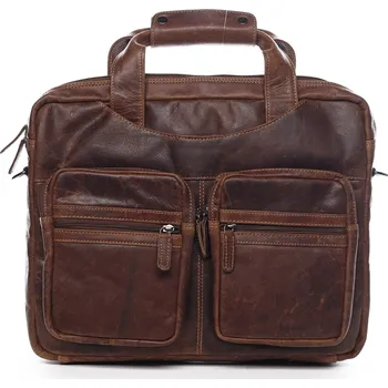 Kabelka Pánská kožená pracovní taška Géraldine Green Wood hnědá