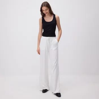 Dámské kalhoty Reserved - Široké kalhoty s vázáním - bílá - 8730B-00X - 8730B-00X-L