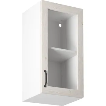 Obývací pokoj Horní skříňka se sklem, bílá / sosna skandinávská, pravá, ROYAL G40S