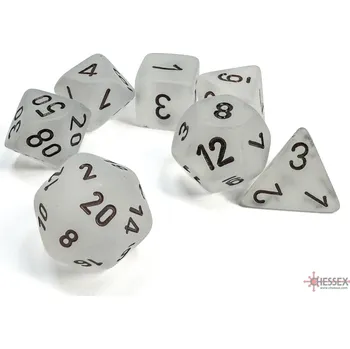 Příslušenství k deskovým hrám Chessex Sada 7 kostek Chessex - Frosted průsvitná a černá - 27401